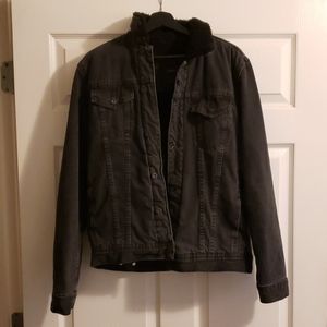 Zara black sherpa denim jacket
